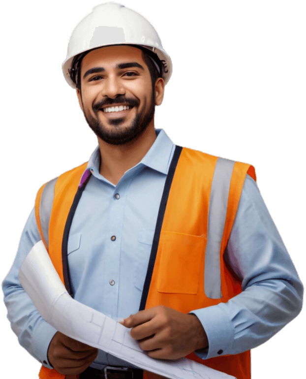 EHS consultant wearing safety helmet on industrial site